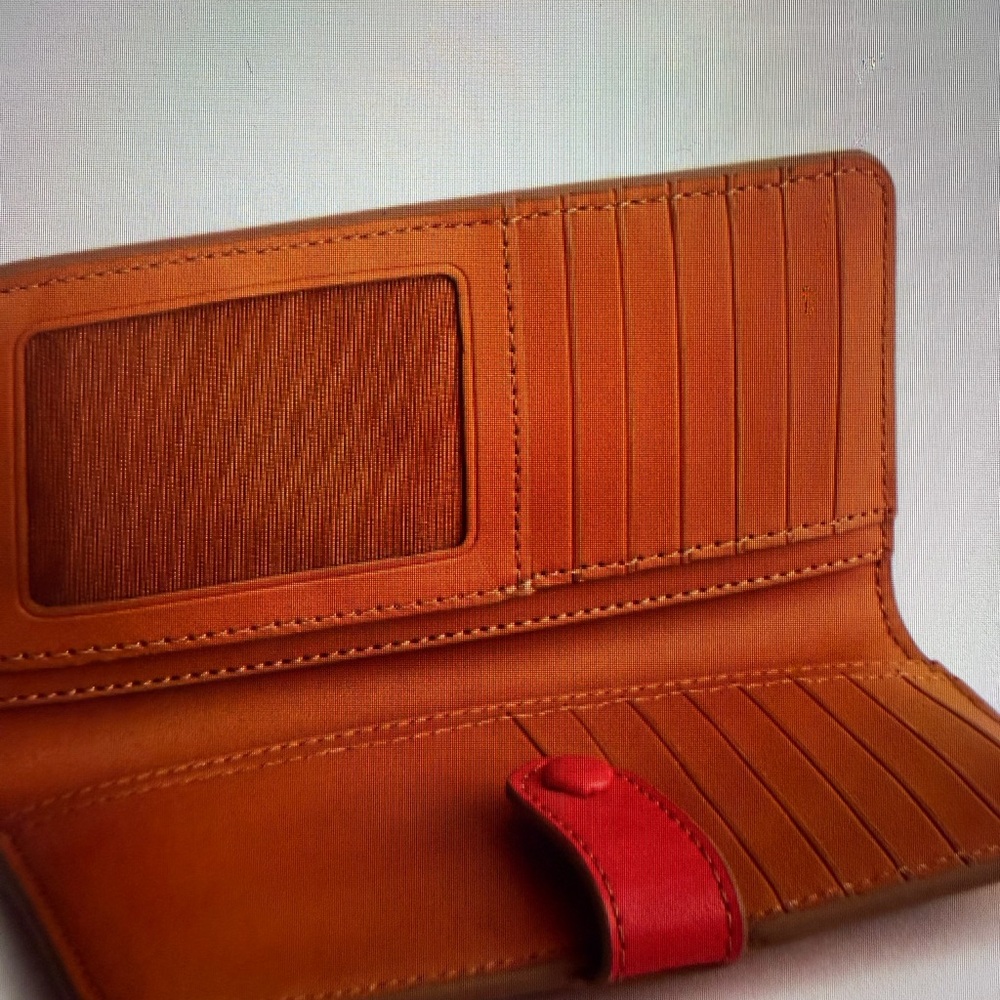 Vera Bradley Red & Brown Women's Leather Tab Wallet NWT 95.00 - Picture 7 of 7